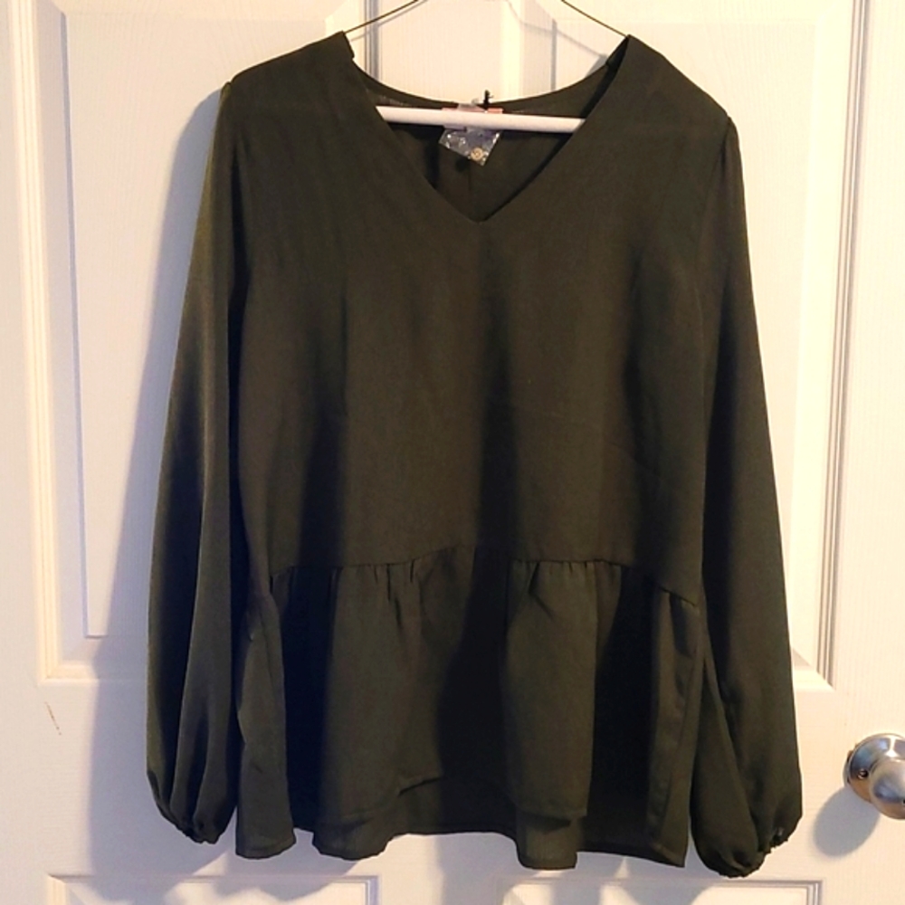 Andree Ruffle Hem Bishop Sleeve Blouse